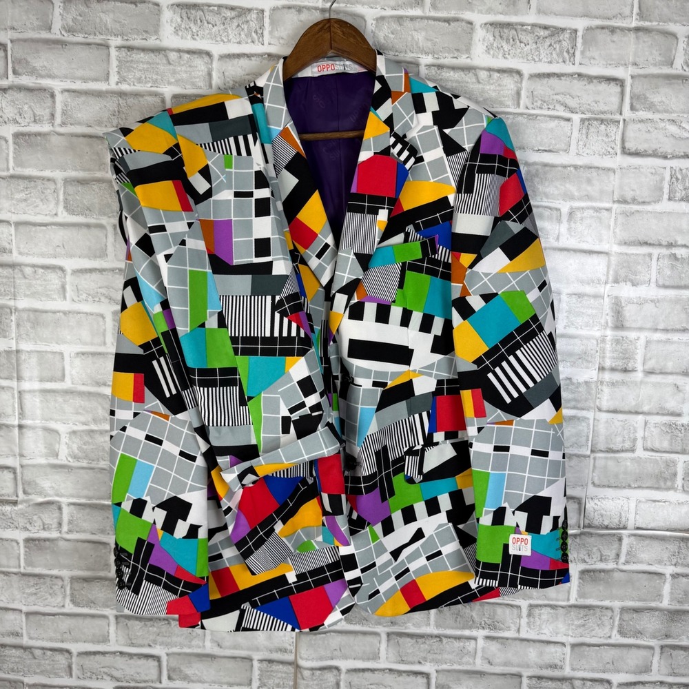 OppoSuits Testival TV Test Pattern Suit Set Blazer US 42 Multi-Color Pant 34 x34